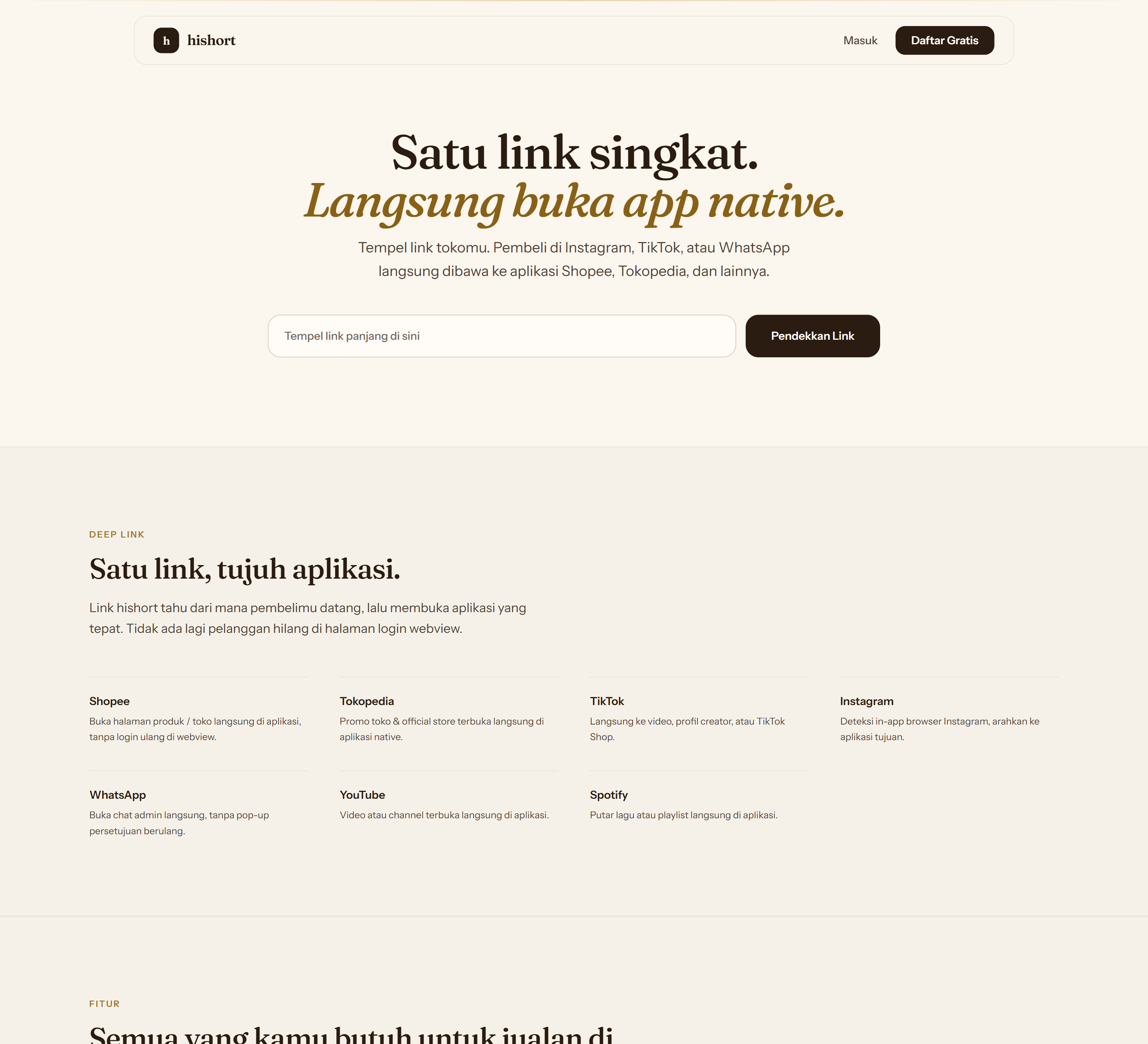 hishort – Smart URL Shortener & Deep-Linking Platform Preview